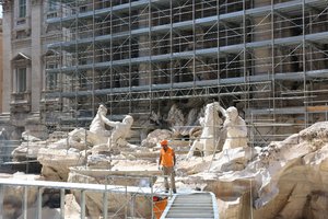 Trevi Fountain under repair
