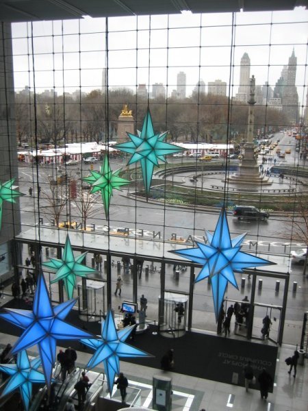 A view of the Columbus Circle from inside the Time Warner Center