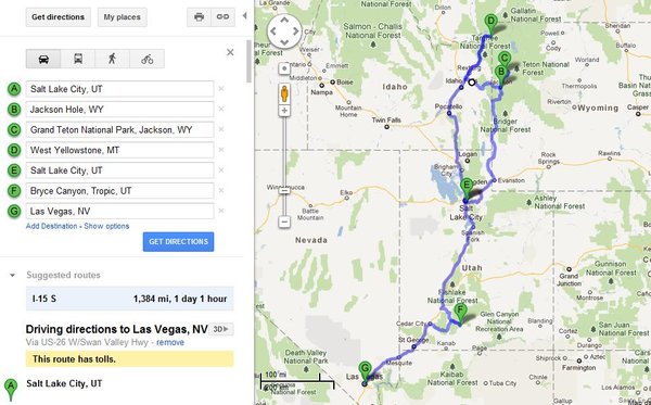 Actual Route as per Google Maps