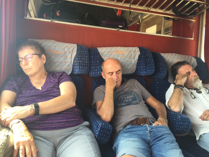 Everybody lounging on the train