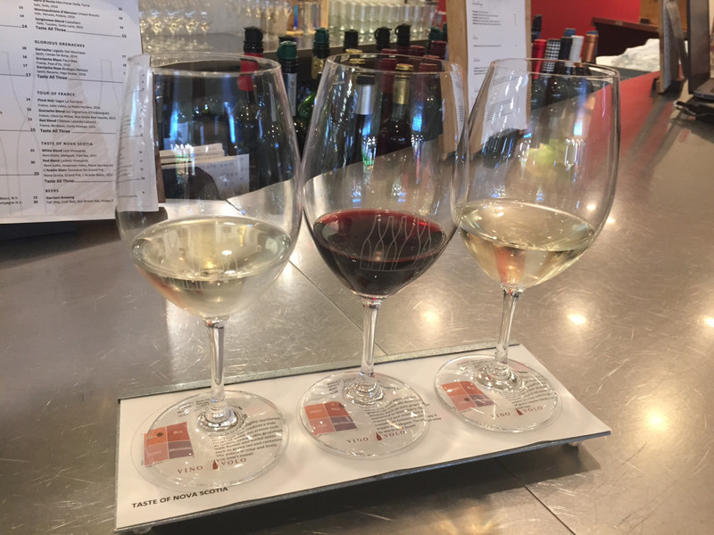 Flight of wine at the Halifax airport