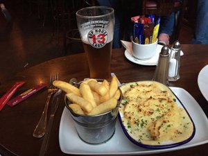 My dinner - fish pie and chips