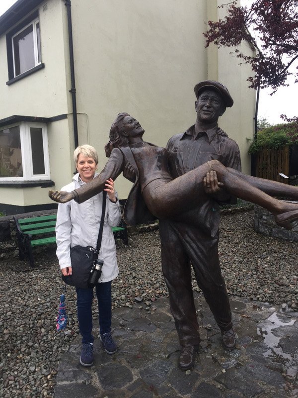 Lori in front of the Quiet Man statue