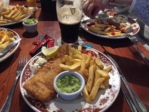 Fish and chips, and Guinness, at the B&B in Anascaul