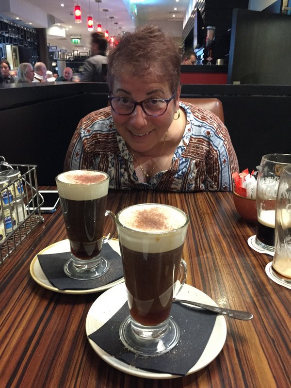 Susan and our last Irish coffees in Ireland
