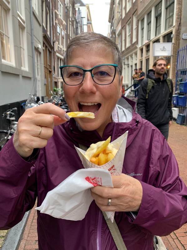Susan enjoying her frites