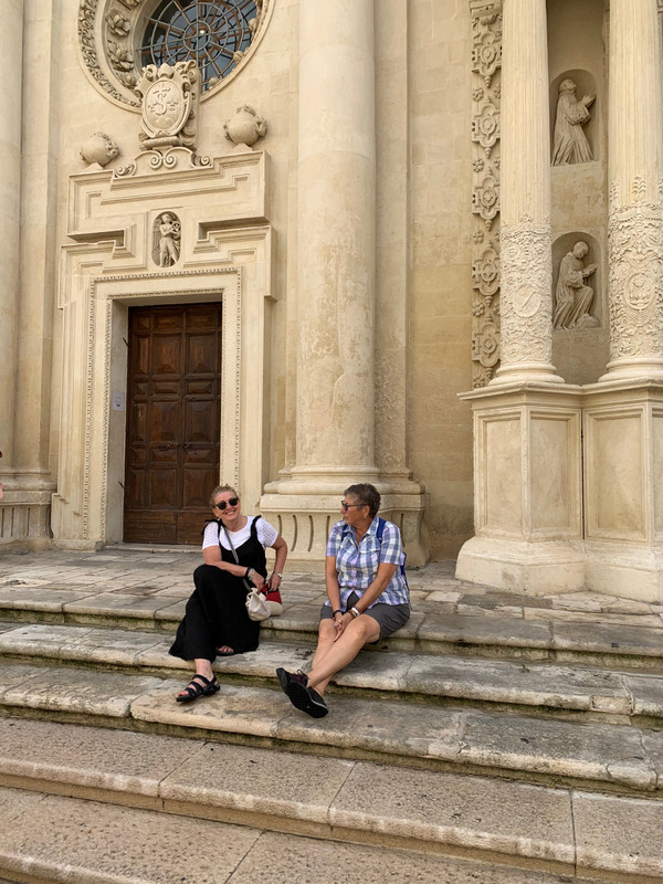 Beth and Susan at the basilica steps 