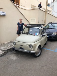 Me with a teeny Fiat 500