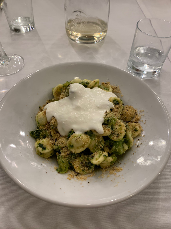 My orecchiette with turnip greens, cheese, and anchovies