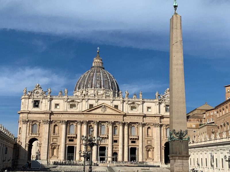 Basilica, Facade, and obelisk 