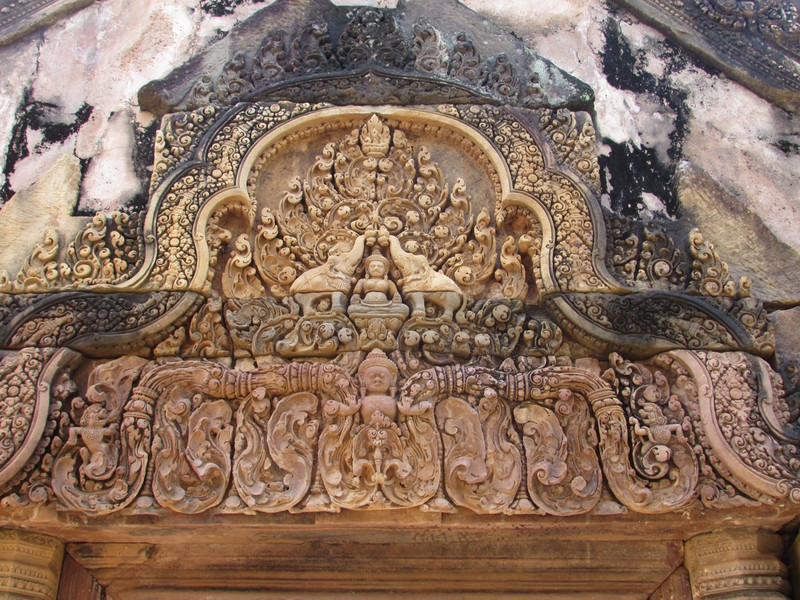 Close up of the intricate carvings at Banteay Srei