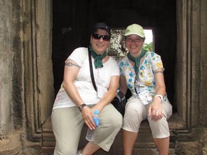 Susan and Lori at the Bayon Temple at Angkor Thom