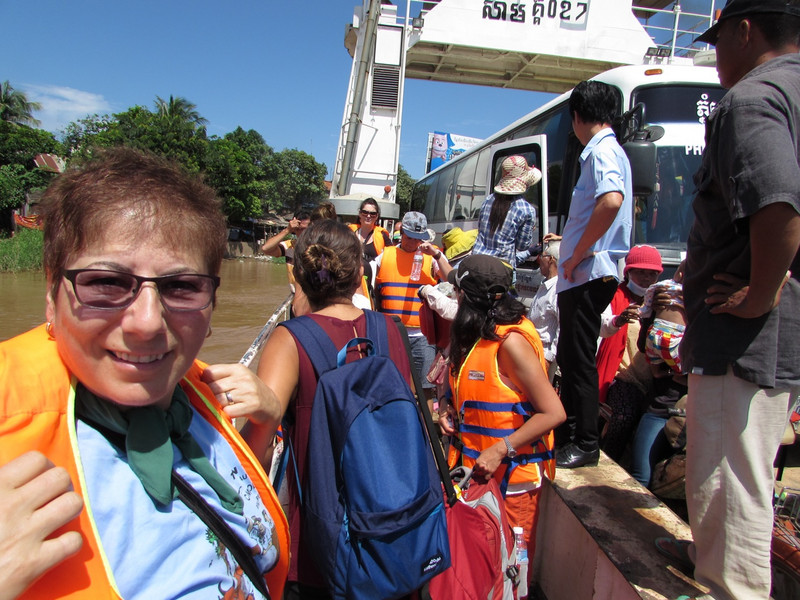 On the ferry crossing the Mekong