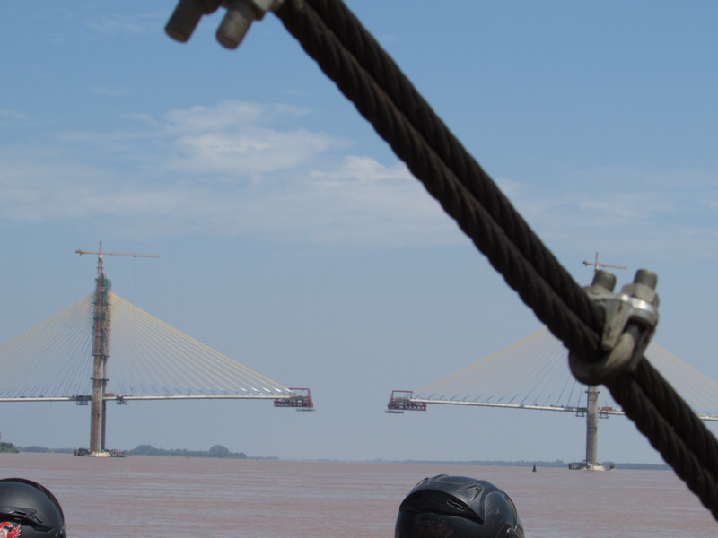 Bridge crossing the Mekong under construction