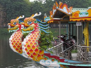 A passing dragon boat