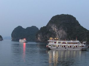 Halong Bay as dusk approaches