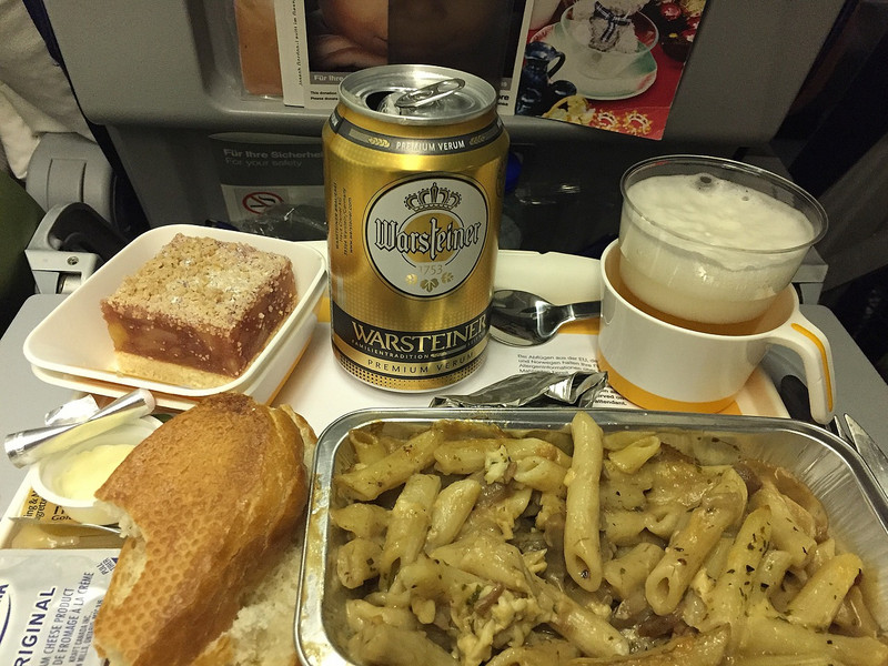 Beer and dinner on the Frankfurt flight