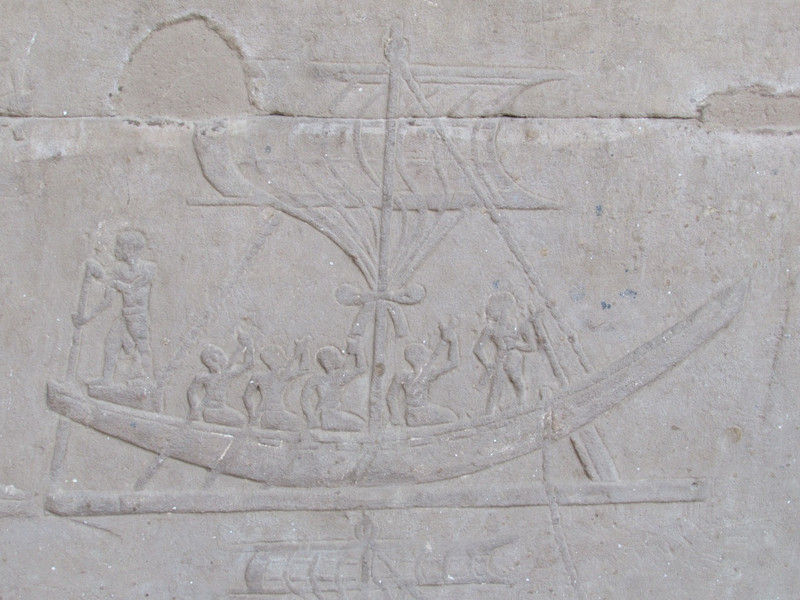 One of the many depictions of boats at the Temple