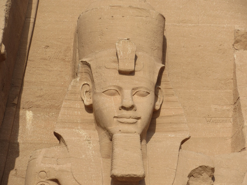 Close up of one of the statues of Ramses II