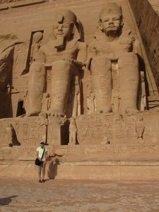 Lori in front of the Great Temple of Ramses II