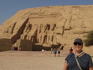 Susan in front of the Great Temple of Ramses II