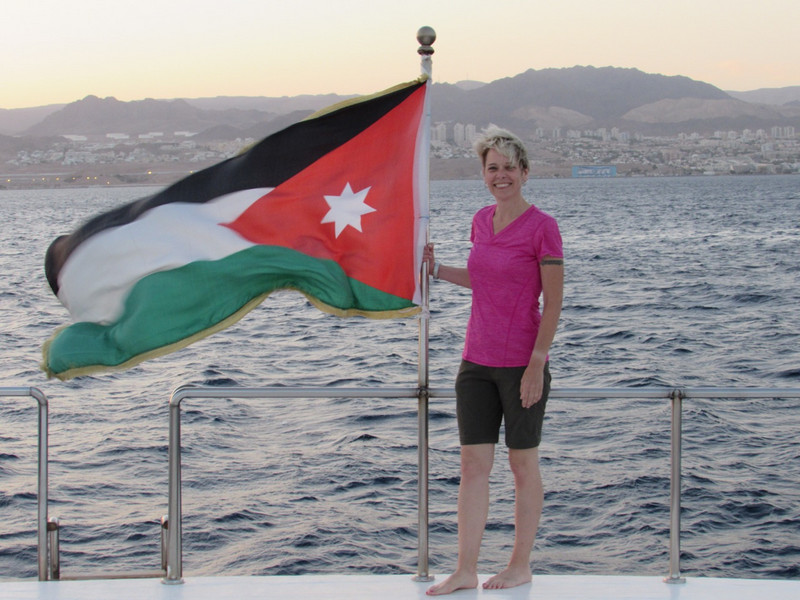 Lori with the Jordanian flag