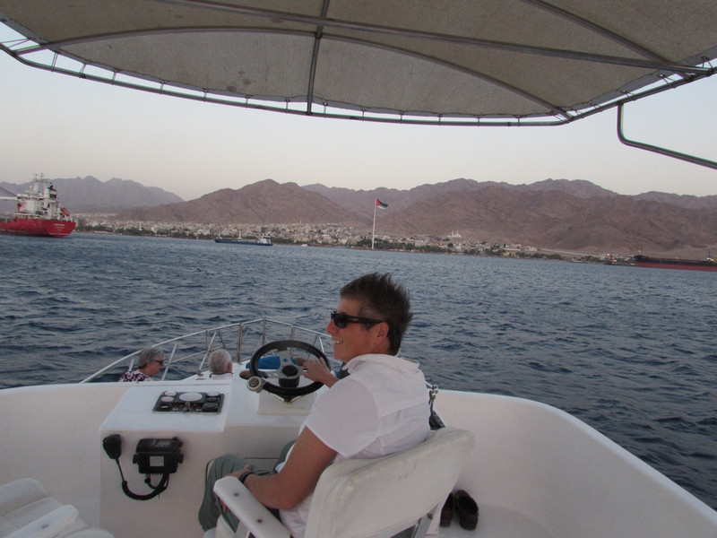 Susan driving the boat!