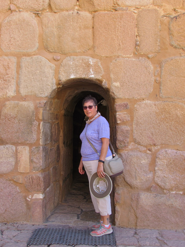 Susan at the monastery entrance