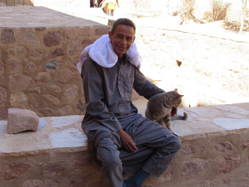 Bedouin guide and Monastery cat