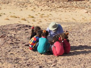 Susan with Bedouin kids