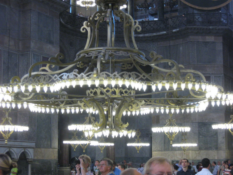One of the huge chandeliers