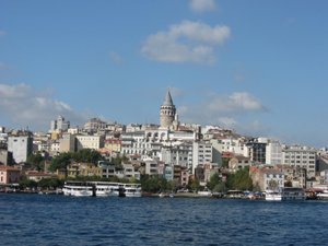 The Galata Tower seen from the Bosphorus Cruise