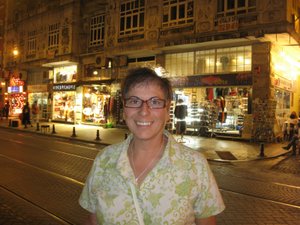 Susan and Istanbul street at night