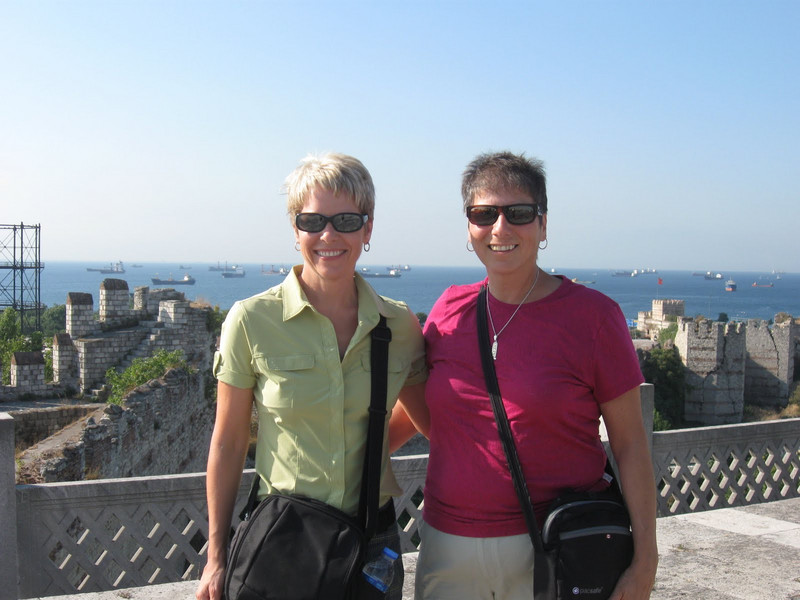 Lori and Susan on the top of the Yedikule Fortress, overlooking the Sea of Marmara