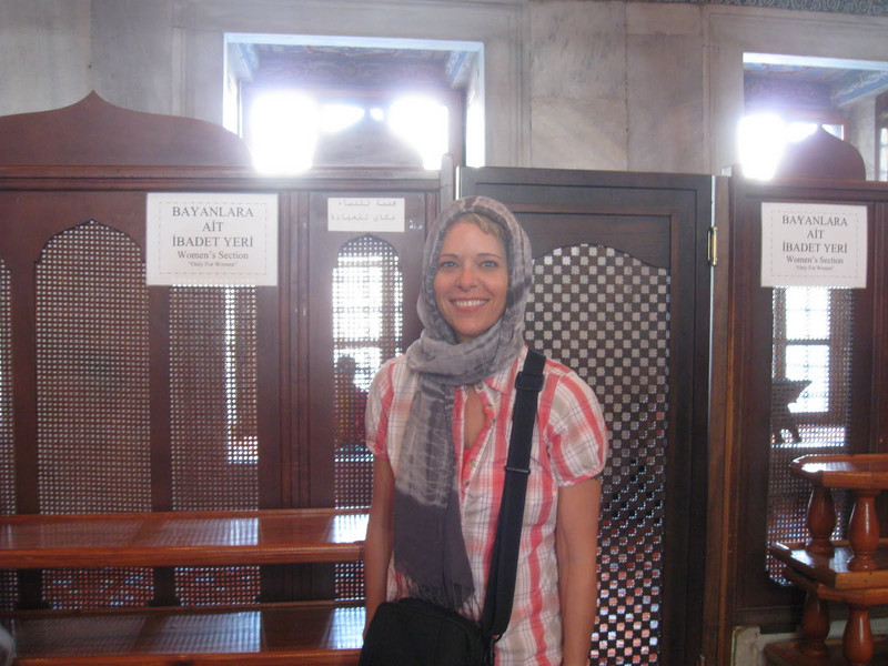 Lori inside the Blue Mosque