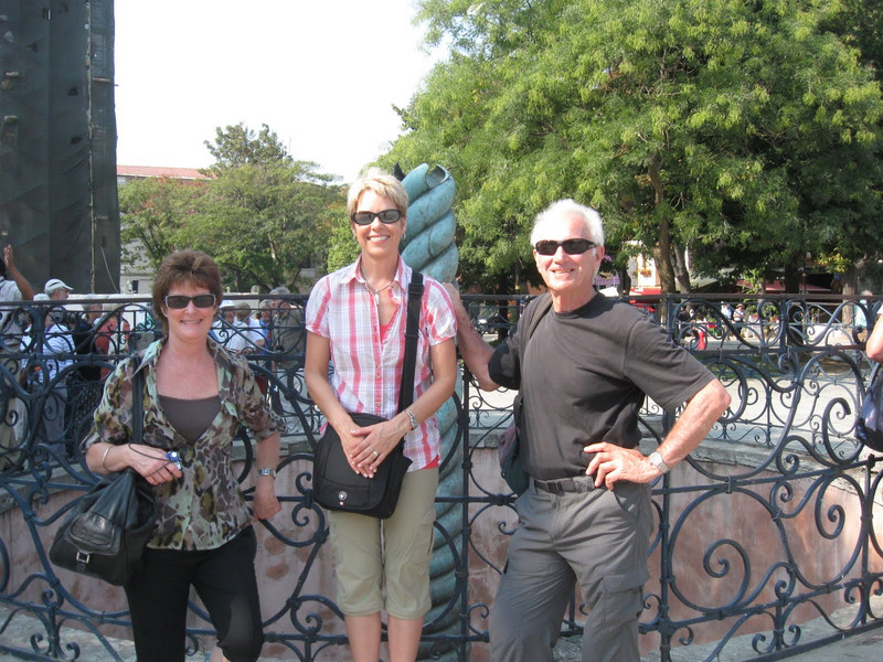 Fellow tour group members Veronica and John with Lori in front of the Serpent Column in the Hippodrome
