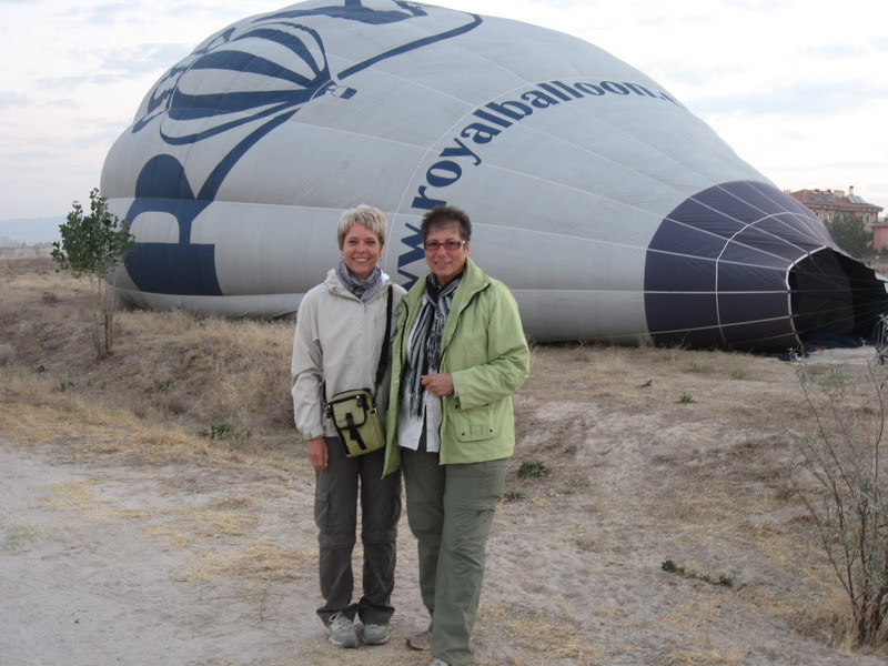 Lori and Susan in front of our balloon