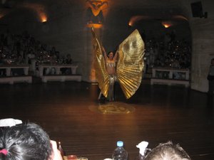 Belly dancer at the Turkish folk dancing show