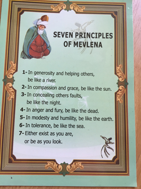 The seven principles of Mevlena (Rumi)