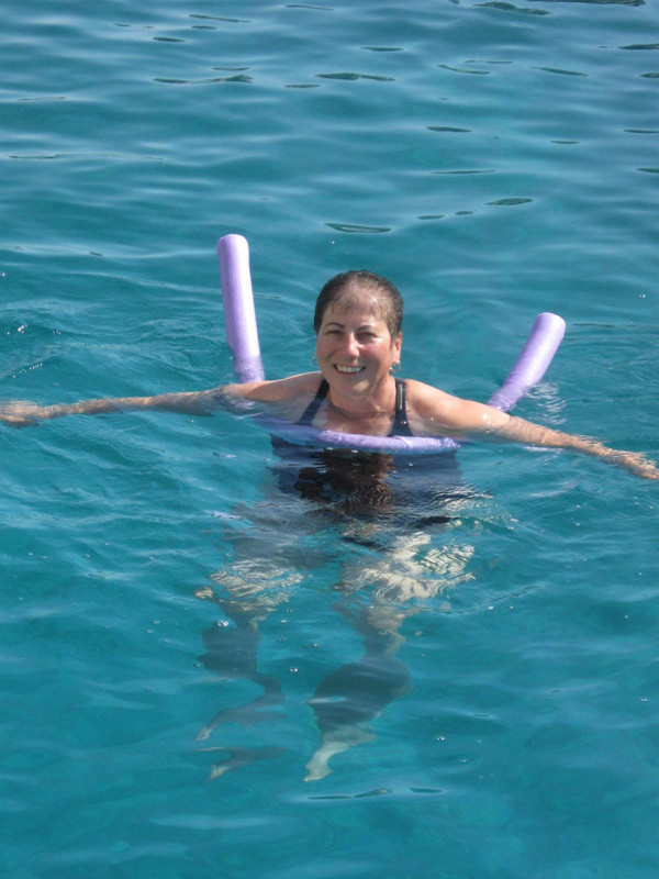 Susan swimming in the Mediterranean!