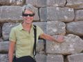 Lori in front of ancient Troy walls