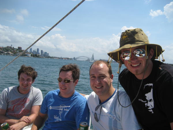 The boys on the booze cruise around sydney harbour