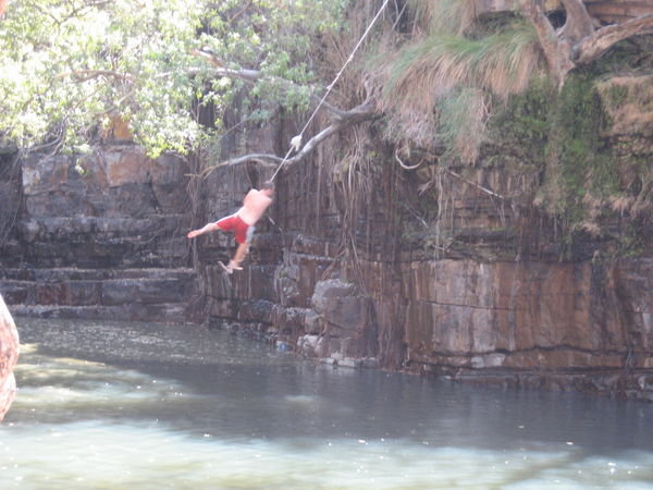 Ian swinging at the grotto