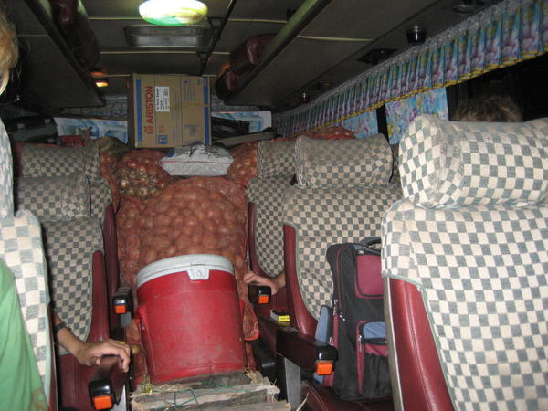 This was the onion/potato wall on the back of our Jeju bus
