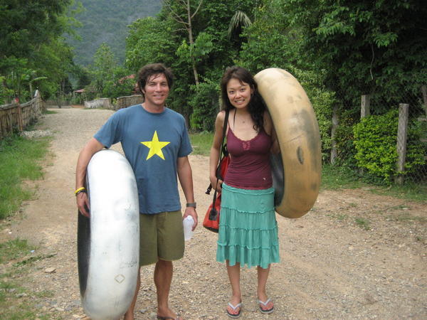 Before starting our tubing adventure on the Nam Xong River 