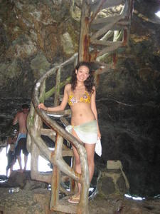 The spiral ladder is carved from part of the cave!