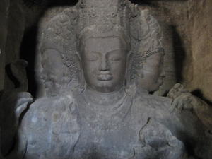 Mahesamurti, the dominating 18-foot tall, three-headed Shiva statue