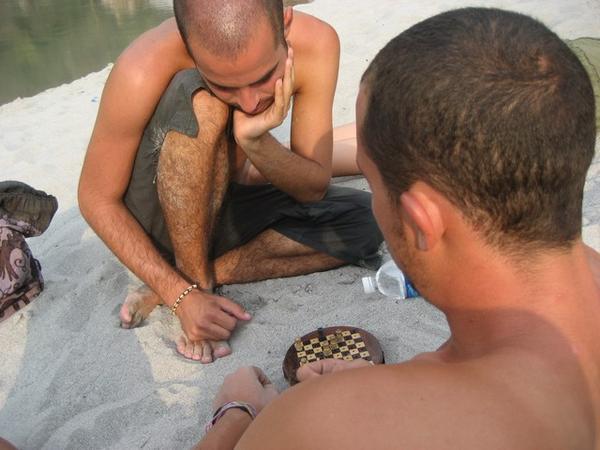 Elad and Oren playing chess