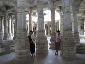Urska and I modeling our Jain shawls in Ranakpur
