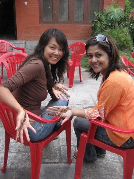 Bitly and I showing off our henna... 